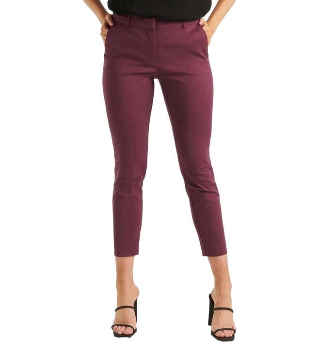 forever new purple slim fit mid rise crop pants