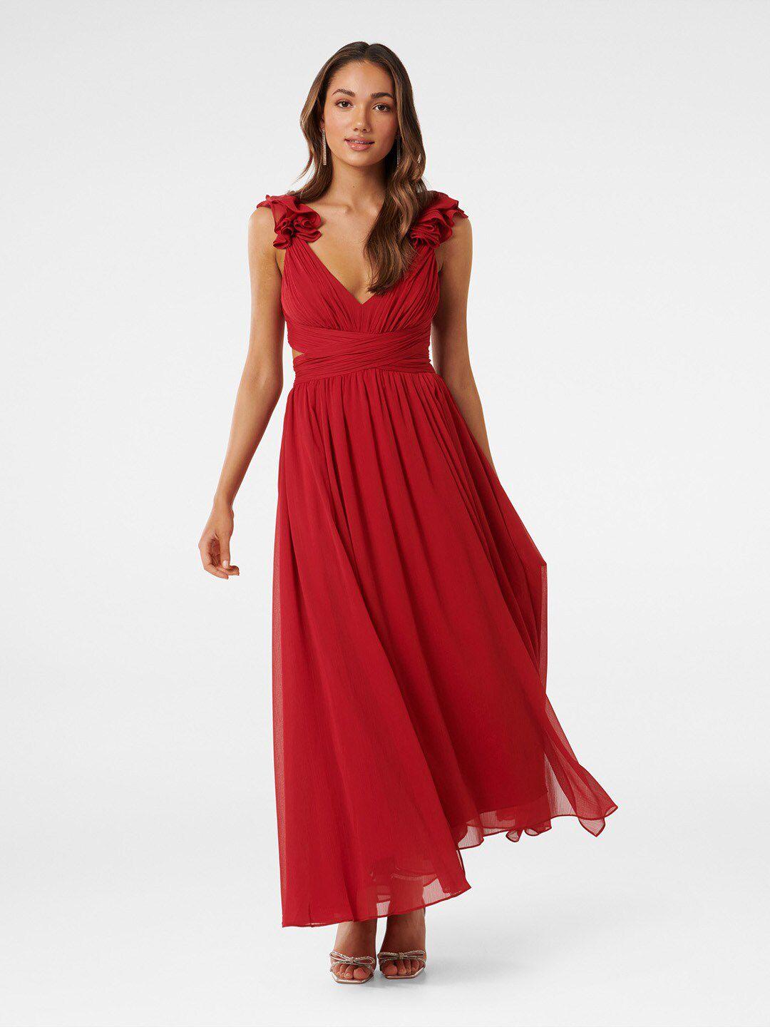 forever new red fit & flare midi dress