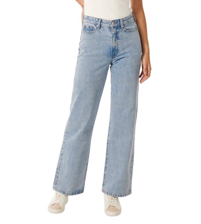 forever new regular straight leg blue high rise jeans