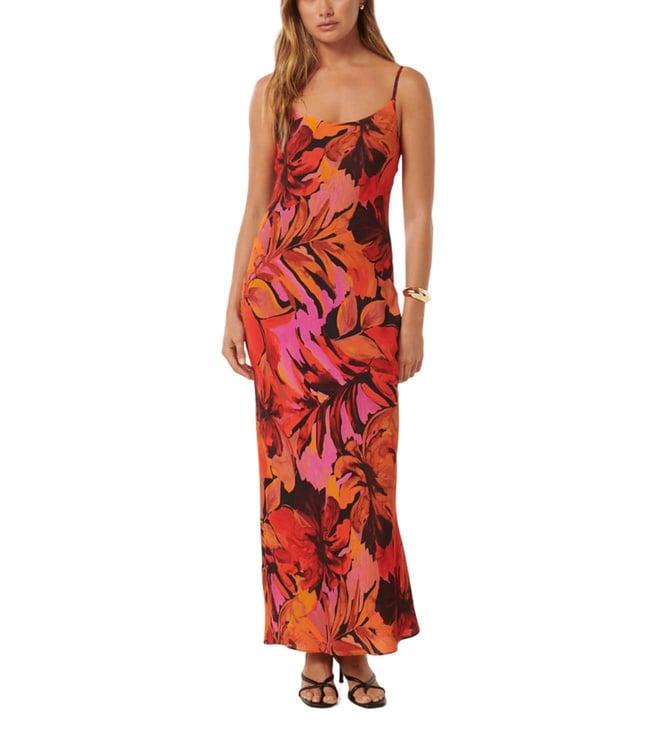 forever new rust capella tropical valentina strappy floral print regular fit slip dress