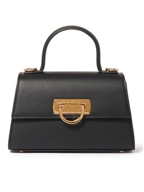 forever new signature alison black solid small satchel handbag