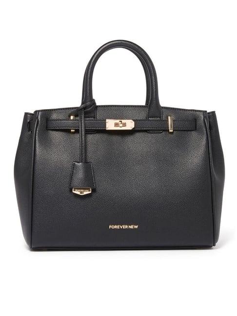 forever new signature stephanie black solid medium satchel handbag