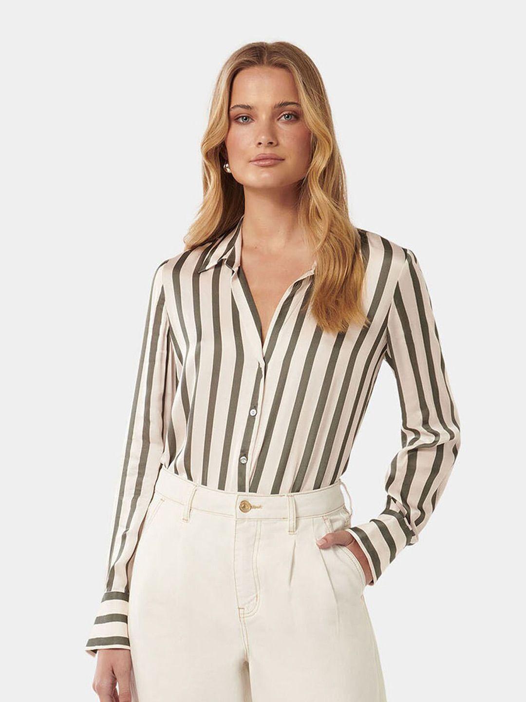 forever new smart opaque striped casual shirt