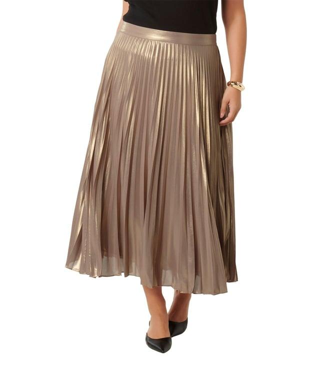 forever new soft gold estella curve regular fit pleated skirt