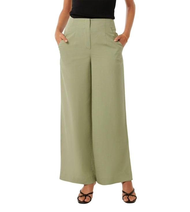 forever new soft green mona relaxed fit wide leg pleated trousers