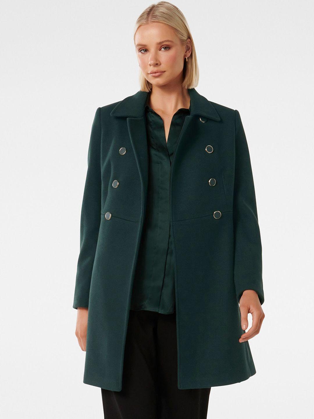 forever new spread collar double breasted longline overcoat