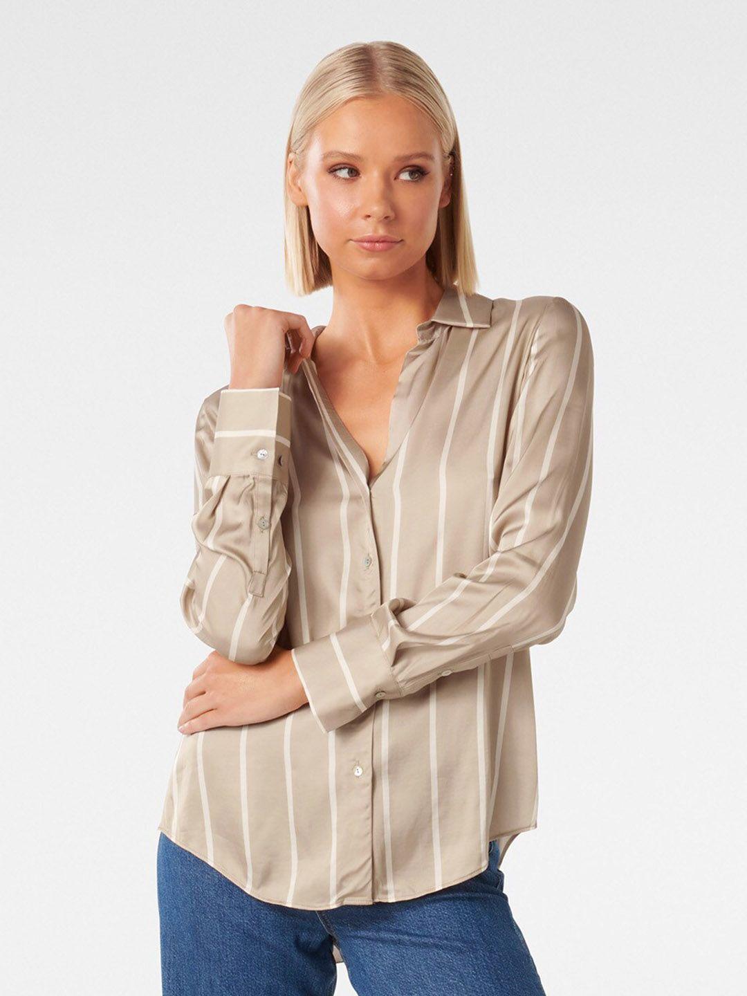 forever new striped regular fit casual shirt