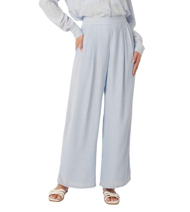 forever new sweet blue emery flared fit pleated trousers