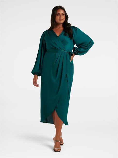 forever new teal regular fit midi dress