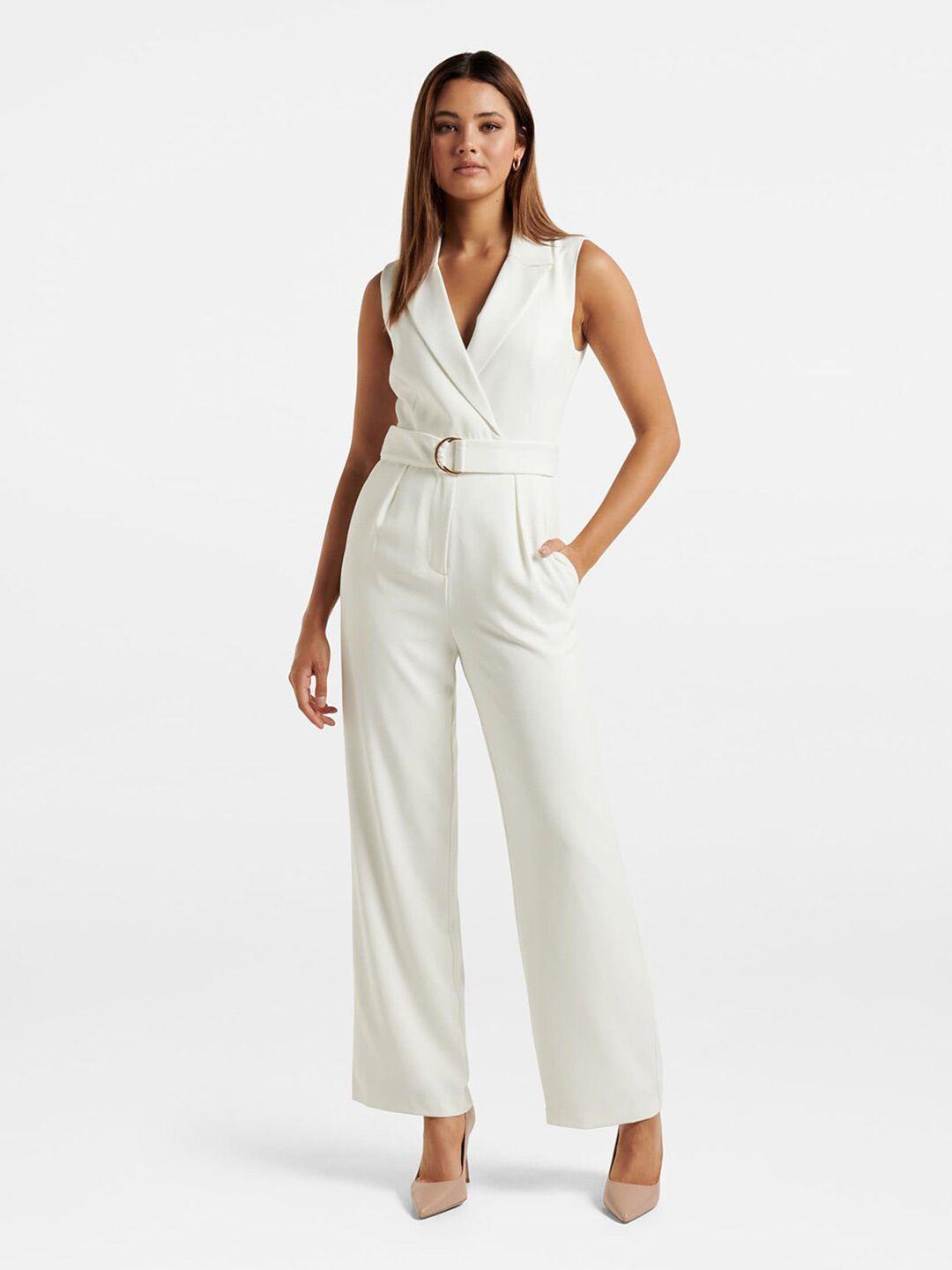 forever new v-neck sleeveless belted jumpsuit