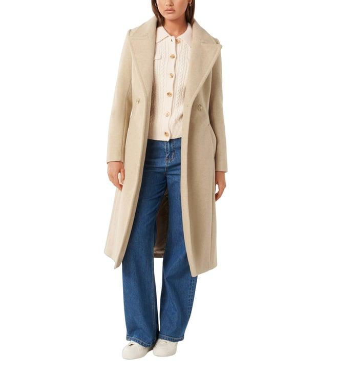 forever new warm oatmeal polly wrap regular fit coat