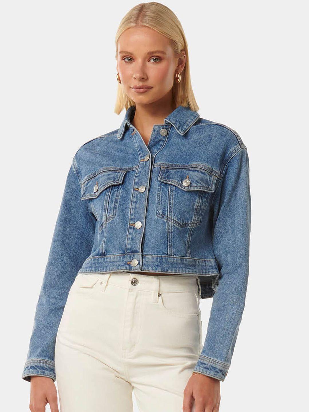 forever new washed crop denim jacket