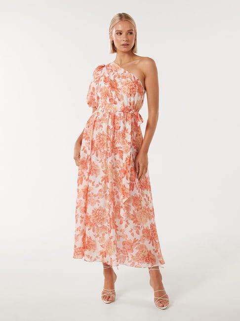 forever new white & peach floral print maxi dress