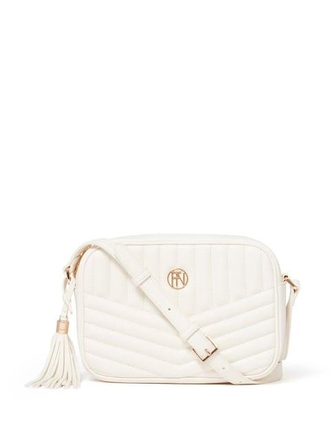 forever new white quilted medium slings handbag