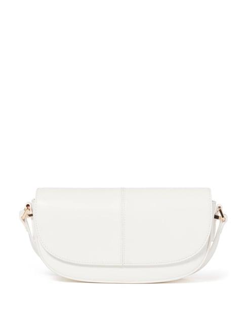 forever new white solid medium shoulder handbag