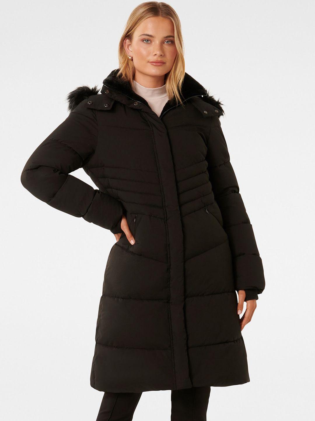 forever new women black longline puffer jacket