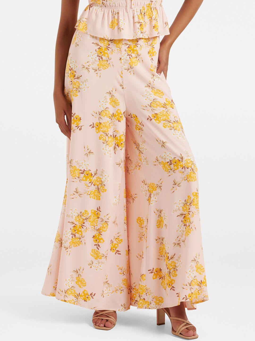 forever new women floral printed high-rise parallel trousers