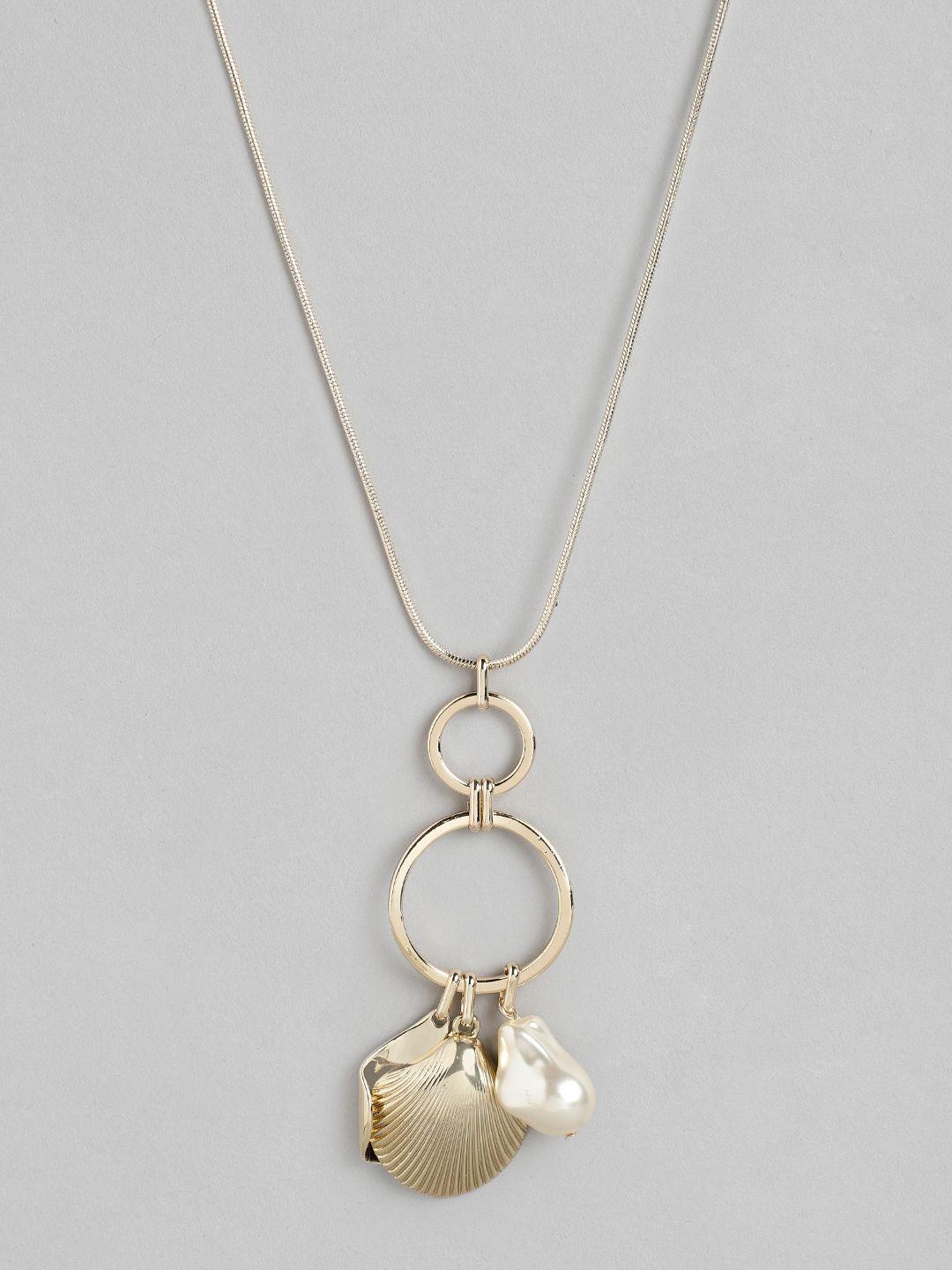 forever new women gold-plated pearl studded pendant with chain