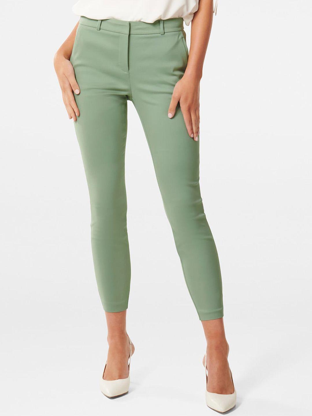 forever new women green slim fit trousers