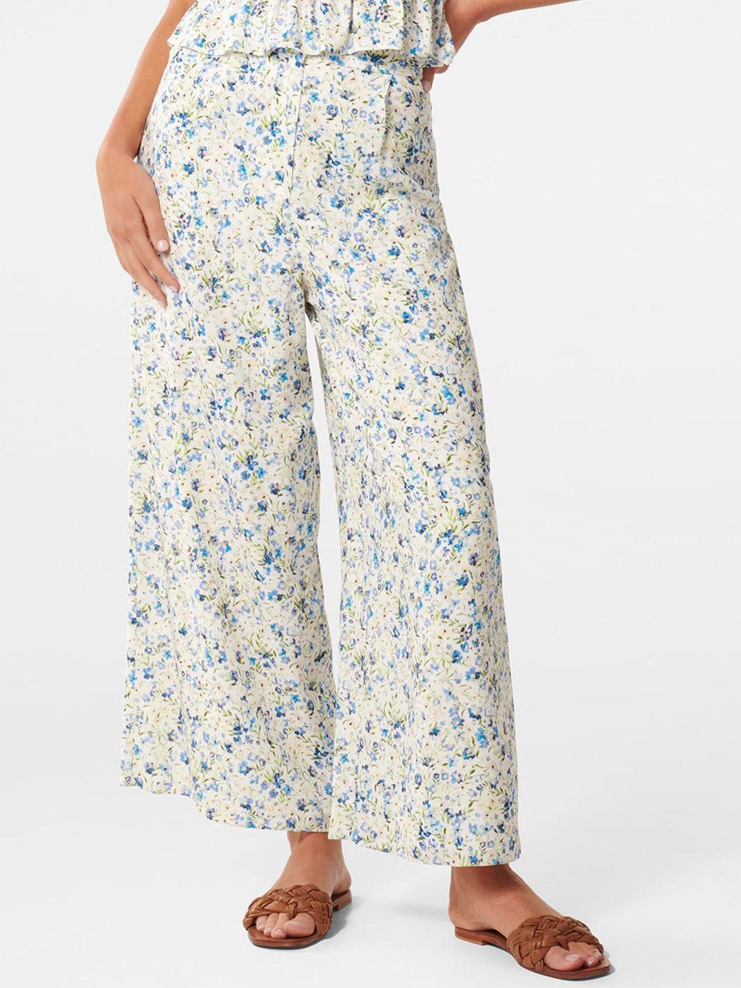 forever new women multicoloured floral printed high-rise trousers