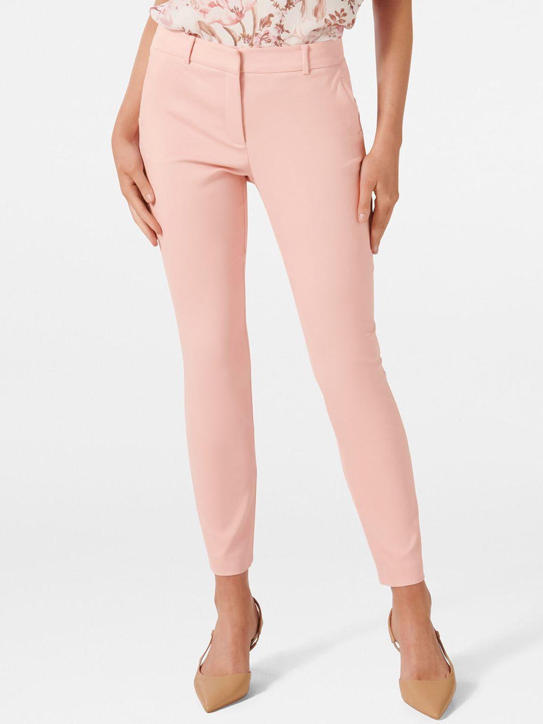 forever new women pink slim fit trousers