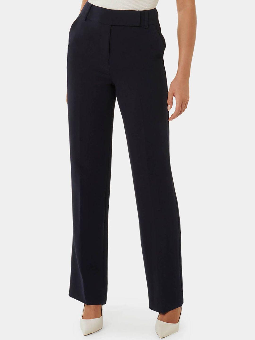 forever new women relaxed straight leg straight fit high-rise trousers