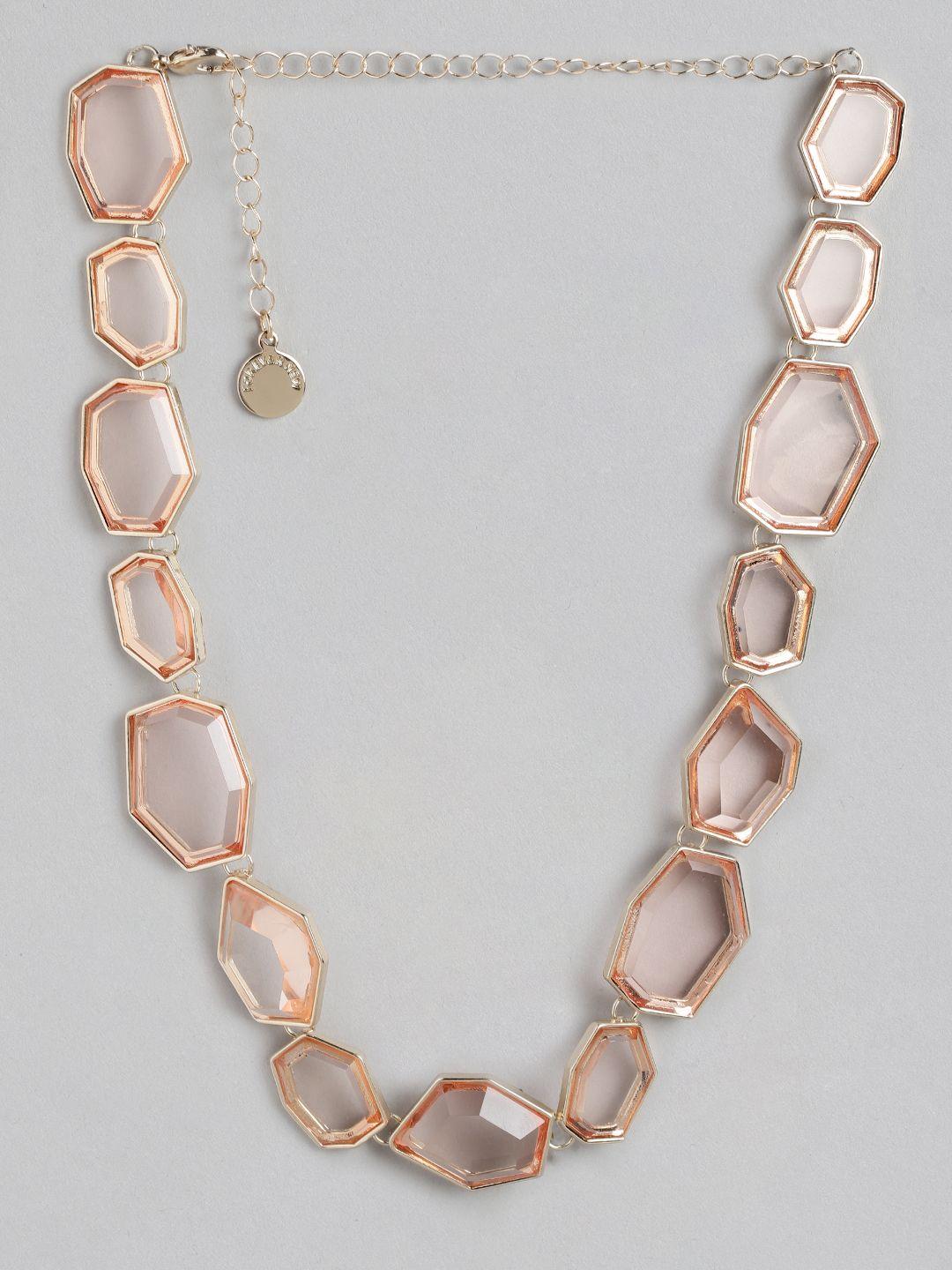 forever new women rose gold-plated stone studded necklace
