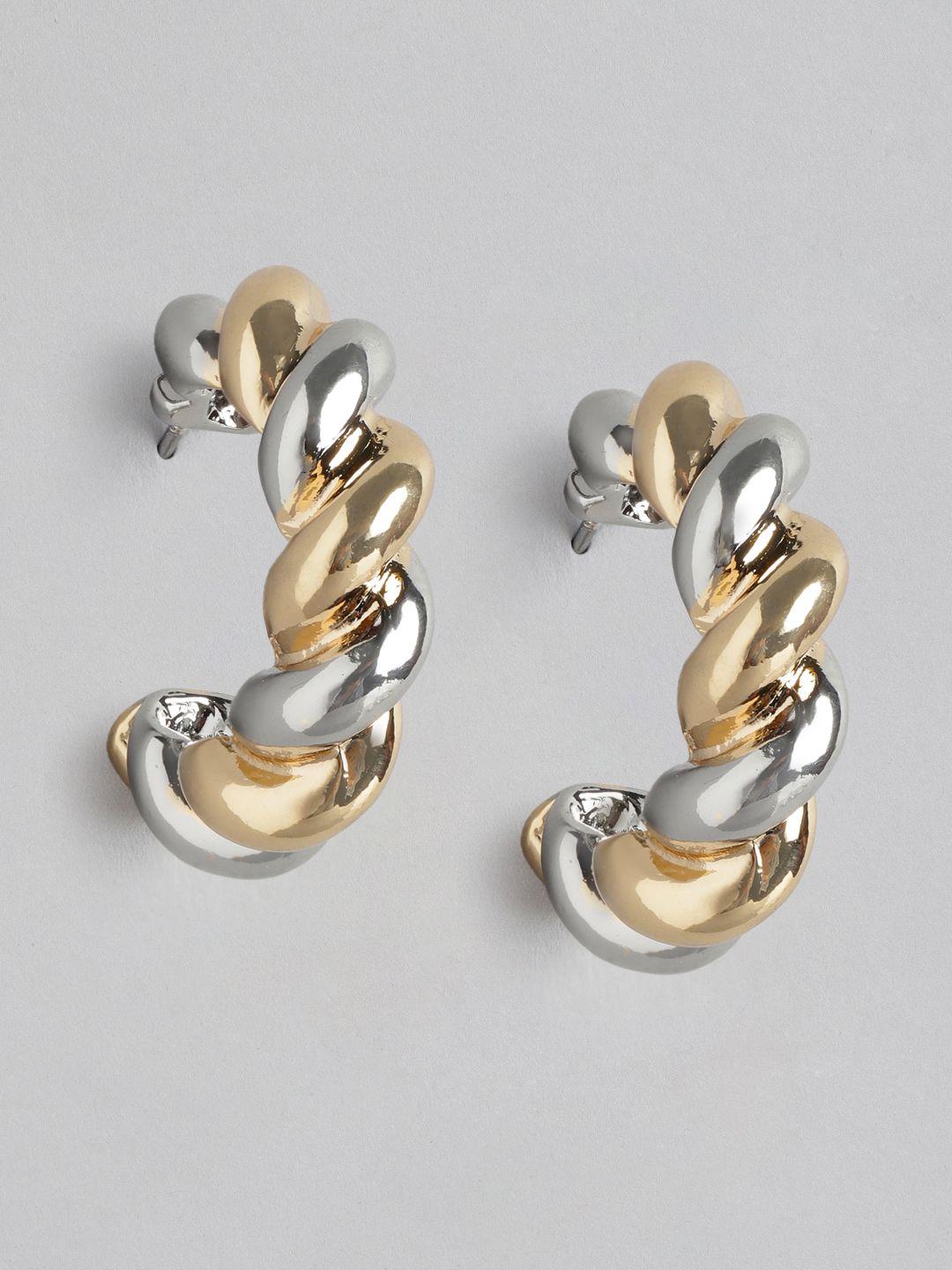 forever new women silver-plated circular half hoop earrings