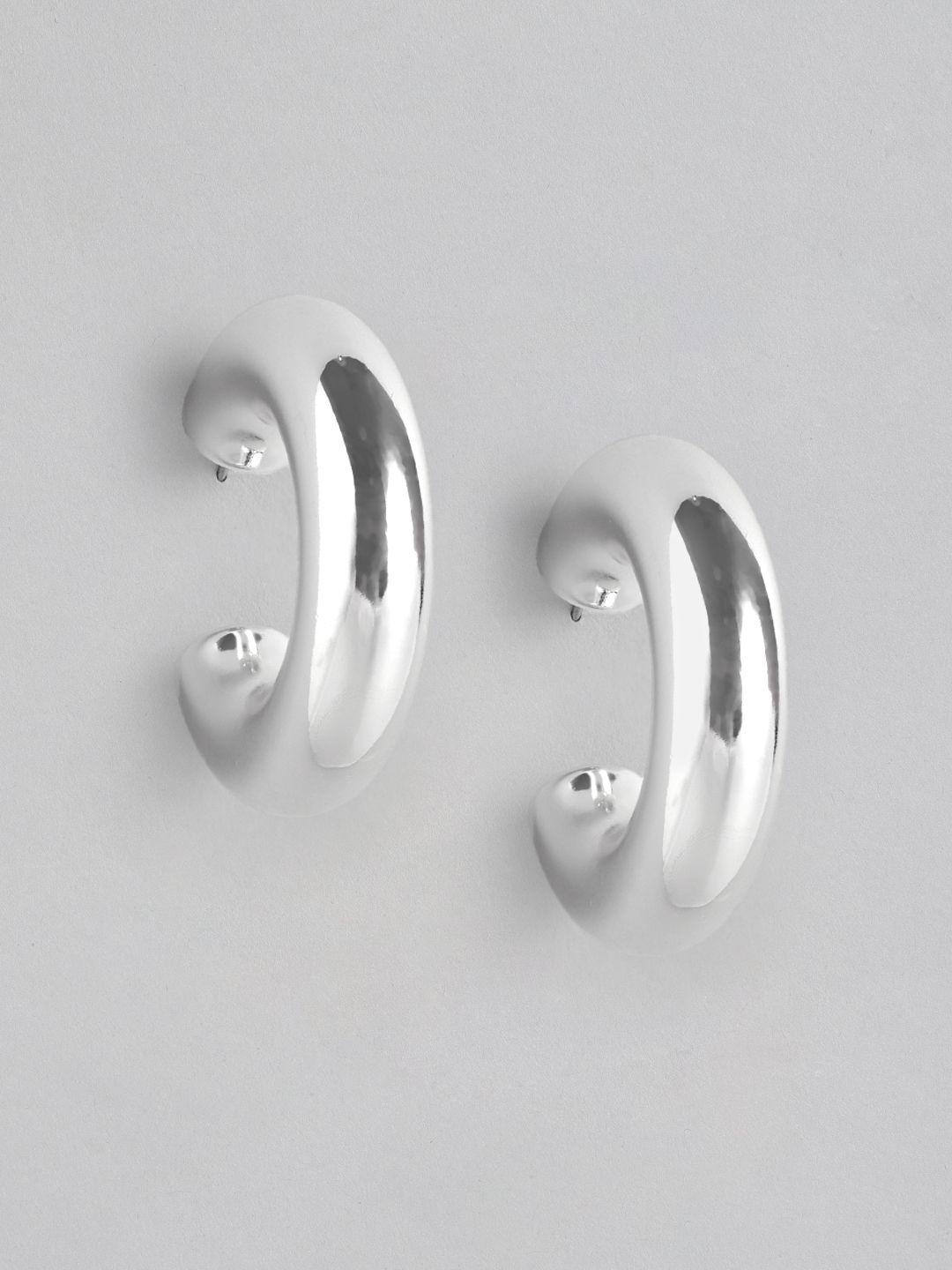 forever new women silver-plated circular half hoop earrings