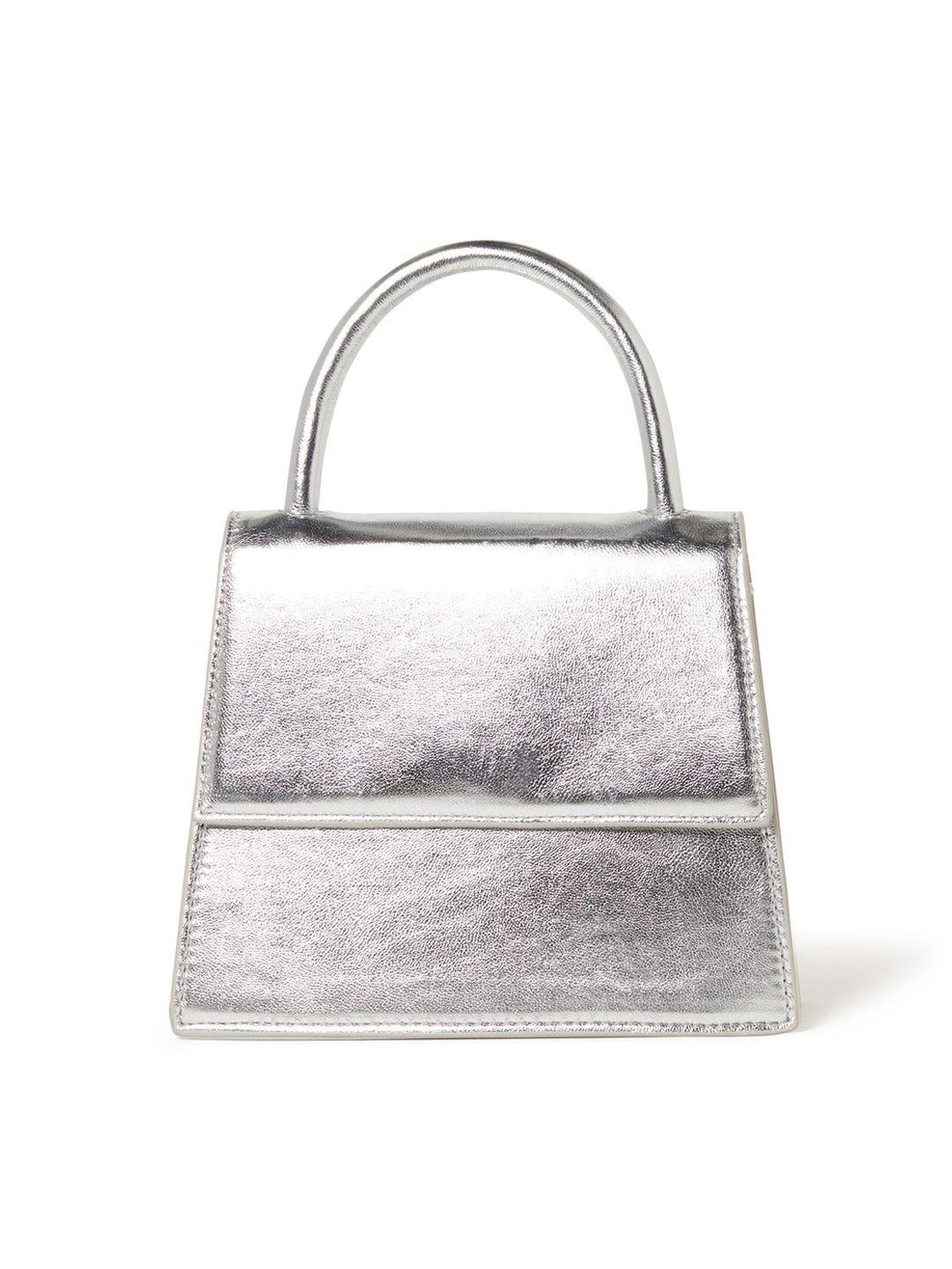 forever new women silver-toned pu bowling sling bag