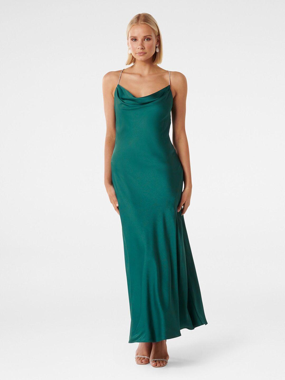 forever shoulder cowl neck satin maxi dress