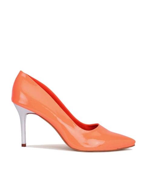 forever women's 21 orange stiletto pumps