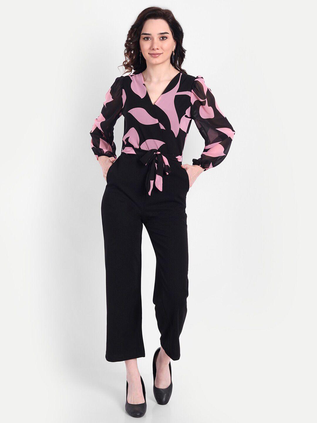 forevermore pink & black printed basic jumpsuit