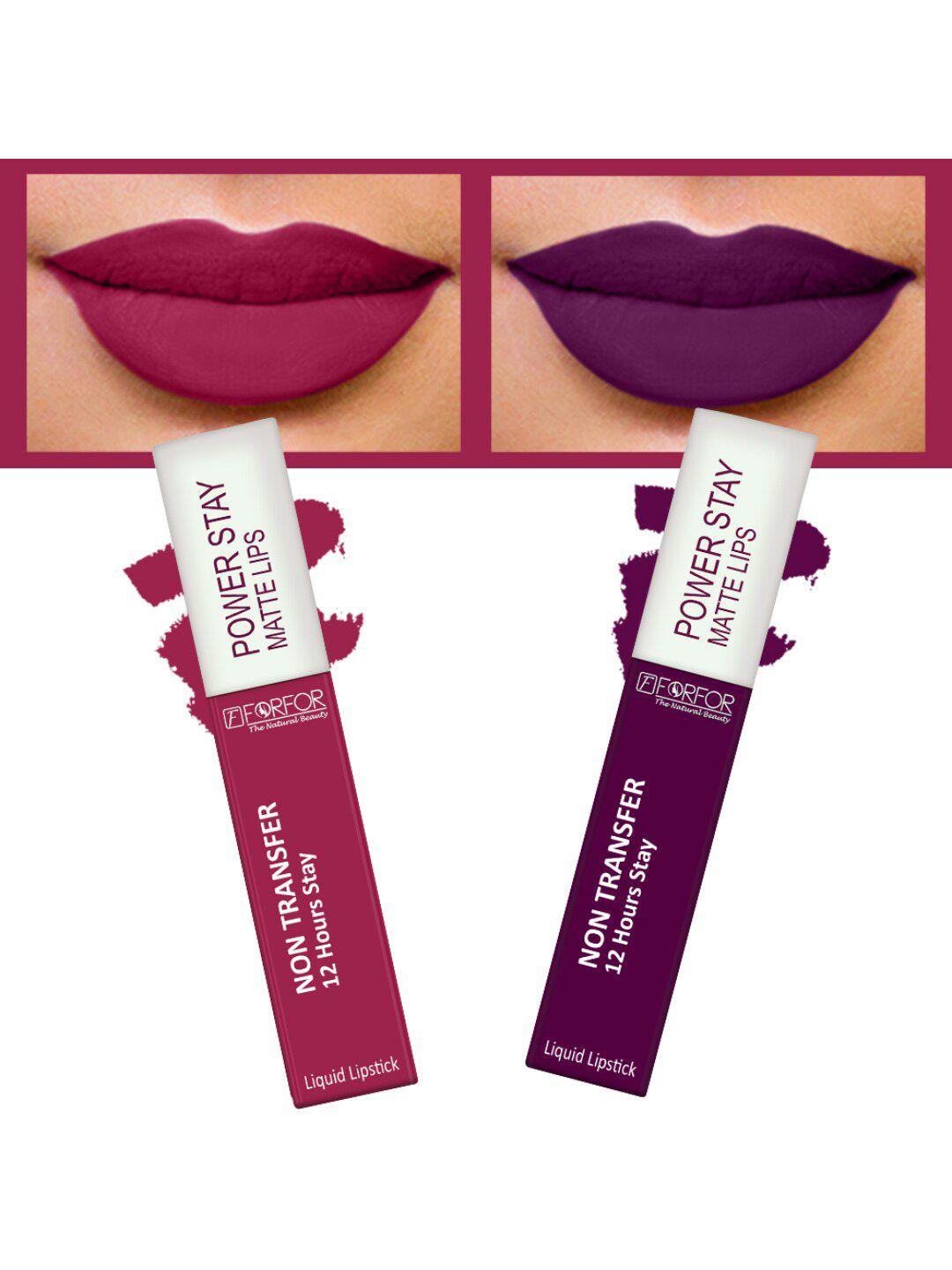 forfor set of 2 powerstay non transfer liquid matte lipstick - 5 ml each