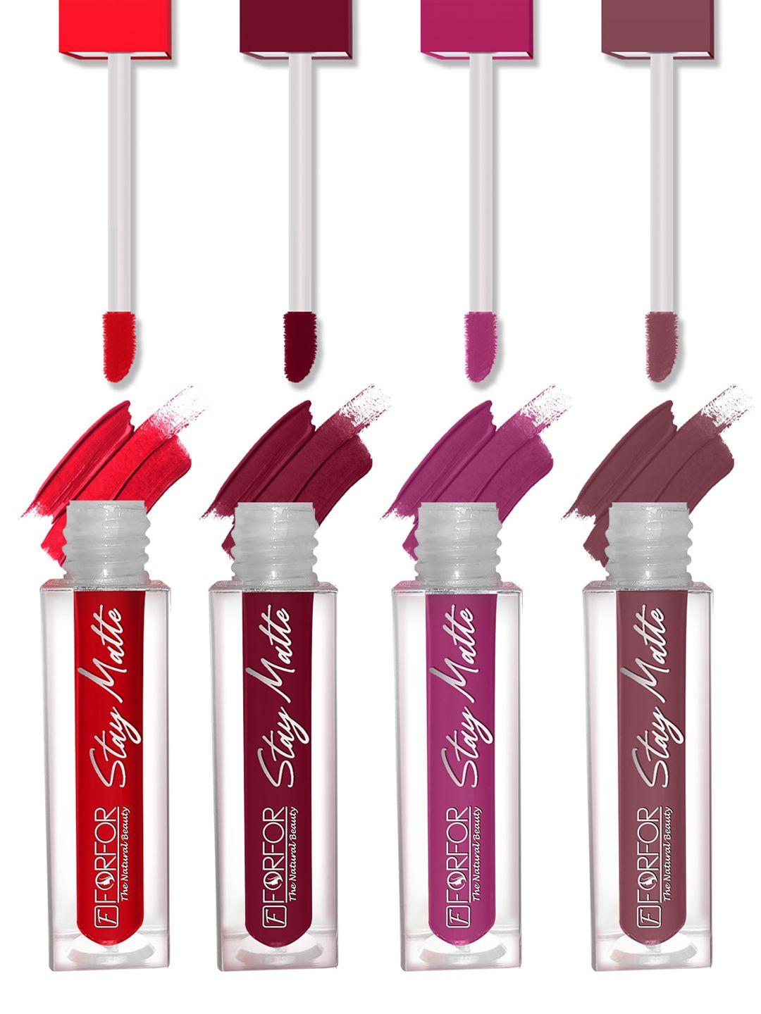 forfor set of 4 stay matte waterproof & long lasting mini liquid lipsticks - 2.5 ml each