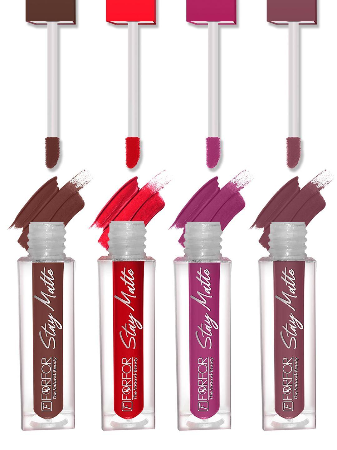 forfor set of 4 stay matte waterproof & long lasting mini liquid lipsticks - 2.5 ml each