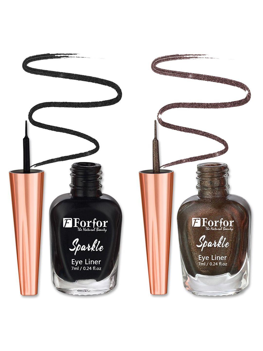 forfor sparkle set of 2 liquid glitter eyeliners 7 ml each - black 01 & brown 06