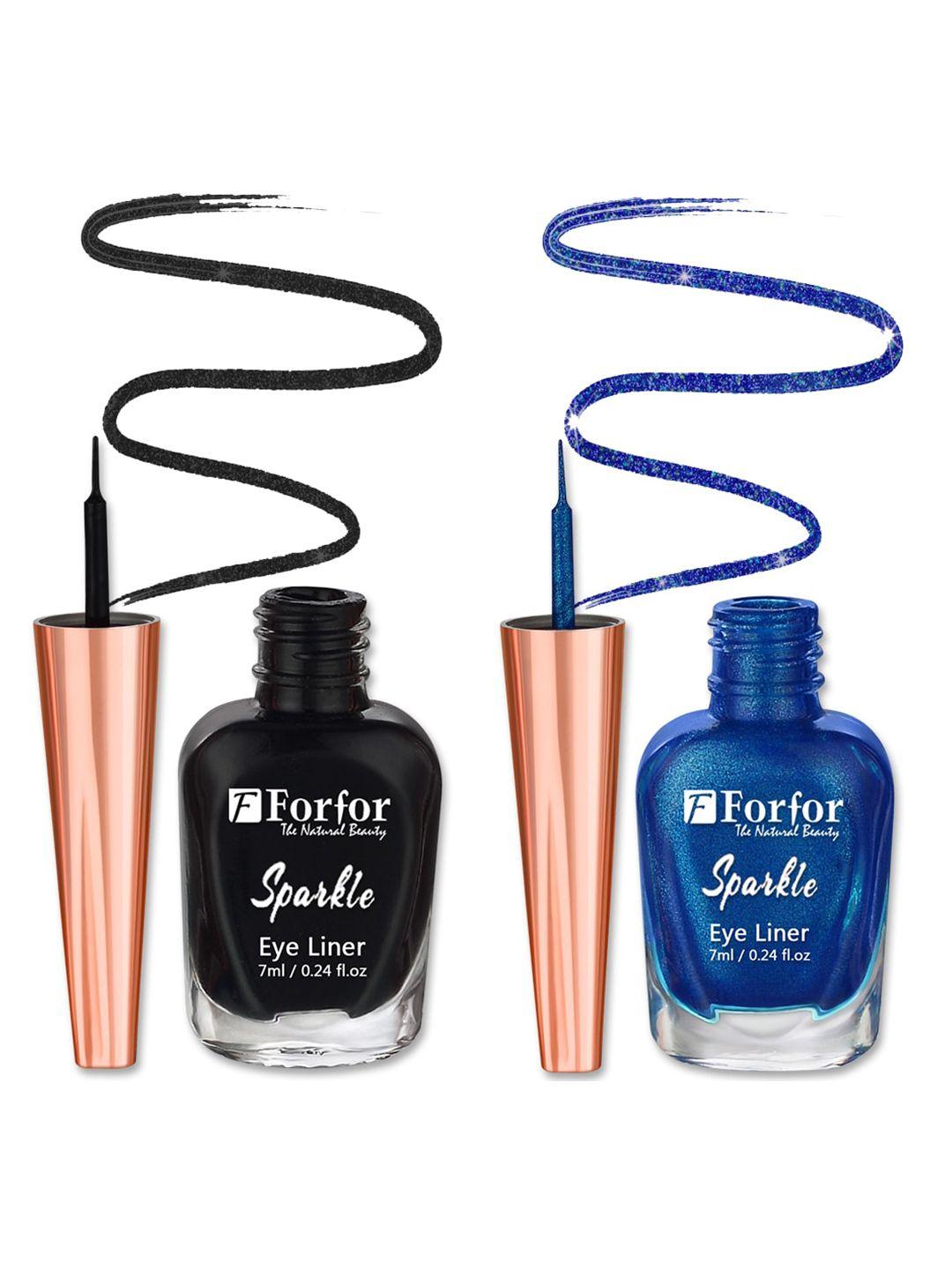 forfor sparkle set of 2 liquid glitter eyeliners 7 ml each - black 01 & royal blue 07