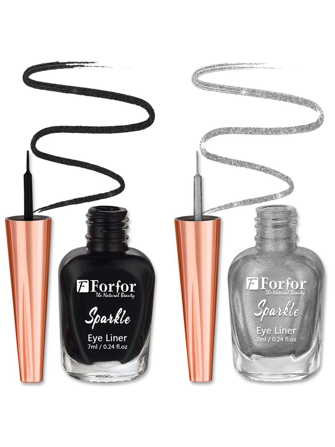 forfor sparkle set of 2 liquid glitter eyeliners 7 ml each - black 01 & silver 05