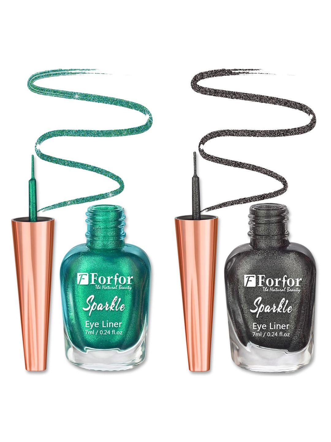 forfor sparkle set of 2 liquid glitter eyeliners 7 ml each - grey 02 & green 03