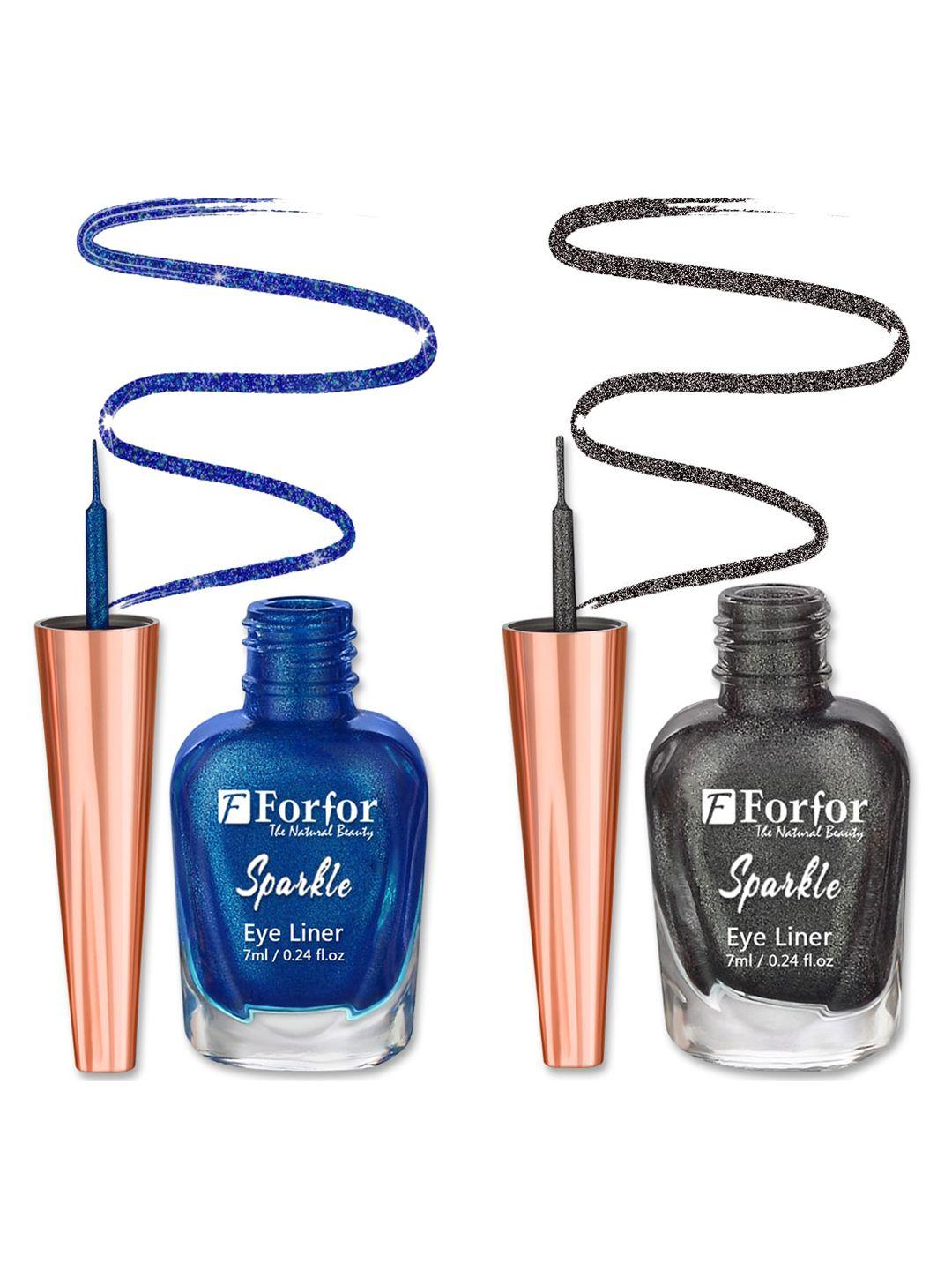 forfor sparkle set of 2 liquid glitter eyeliners 7 ml each - grey 02 & royal blue 07
