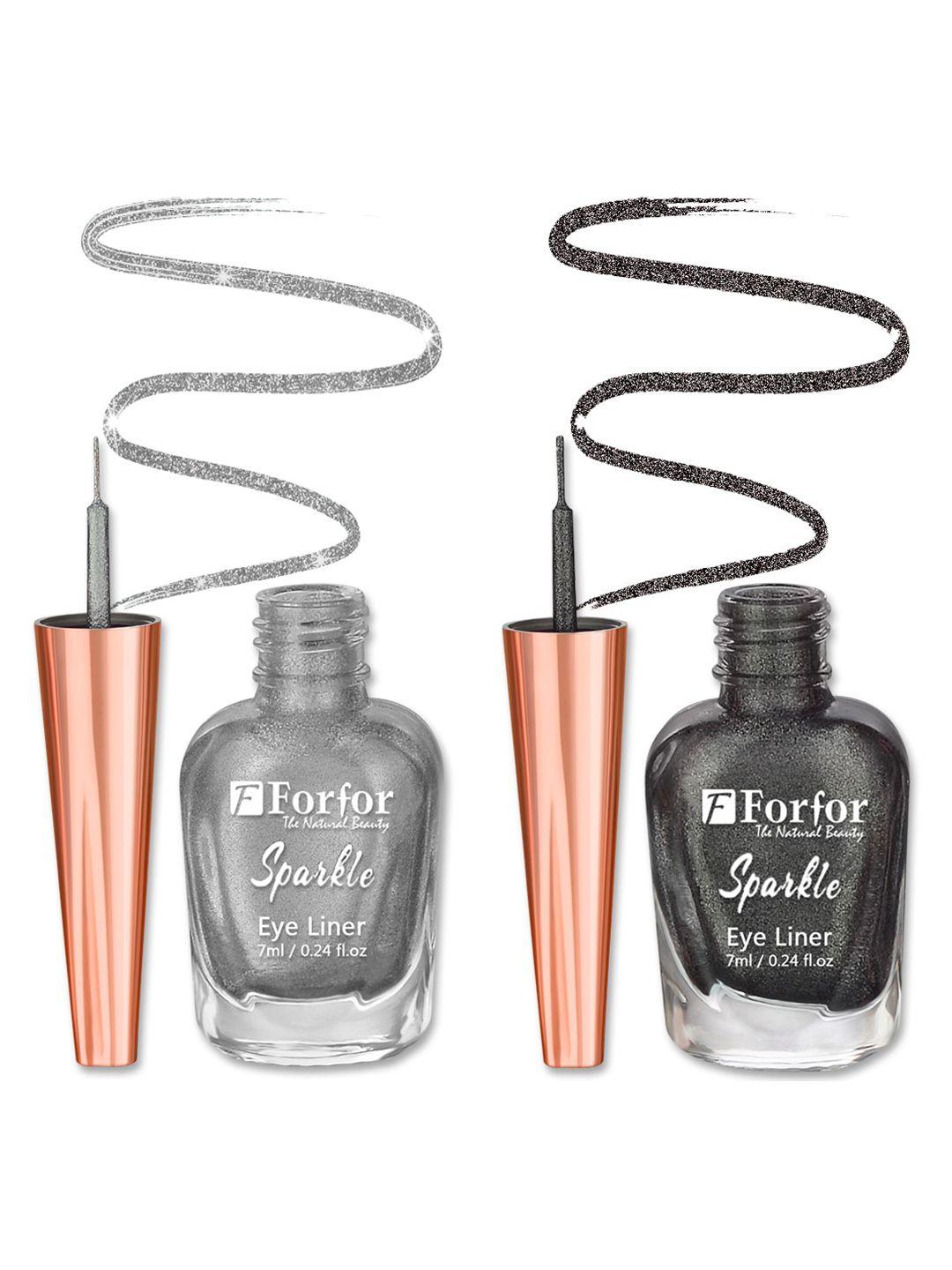 forfor sparkle set of 2 liquid glitter eyeliners 7 ml each - grey 02 & silver 05