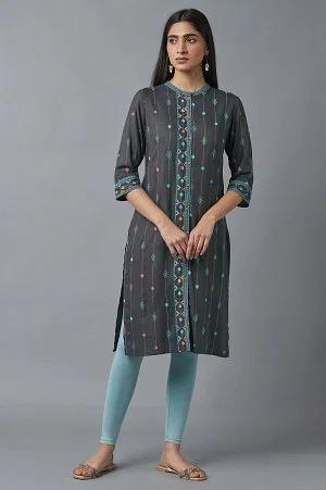 forged iron grey printed kurta