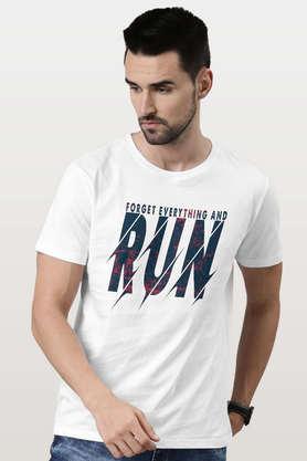 forget everything and run round neck mens t-shirt - white