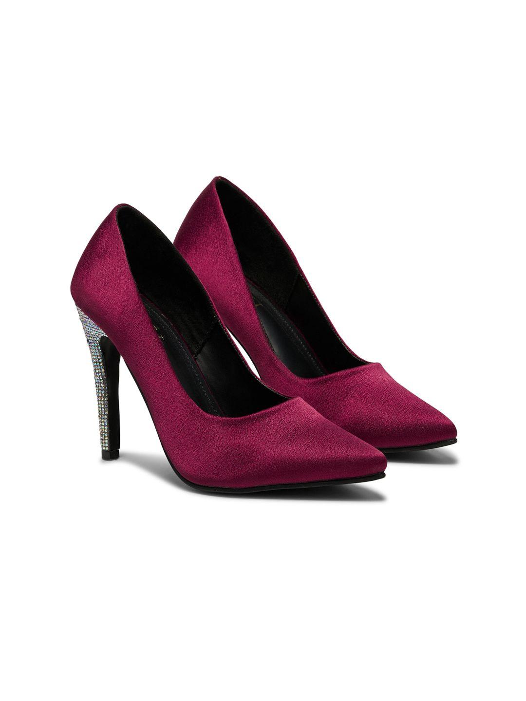forli synthetic leather pointed toe closed back slim party pumps