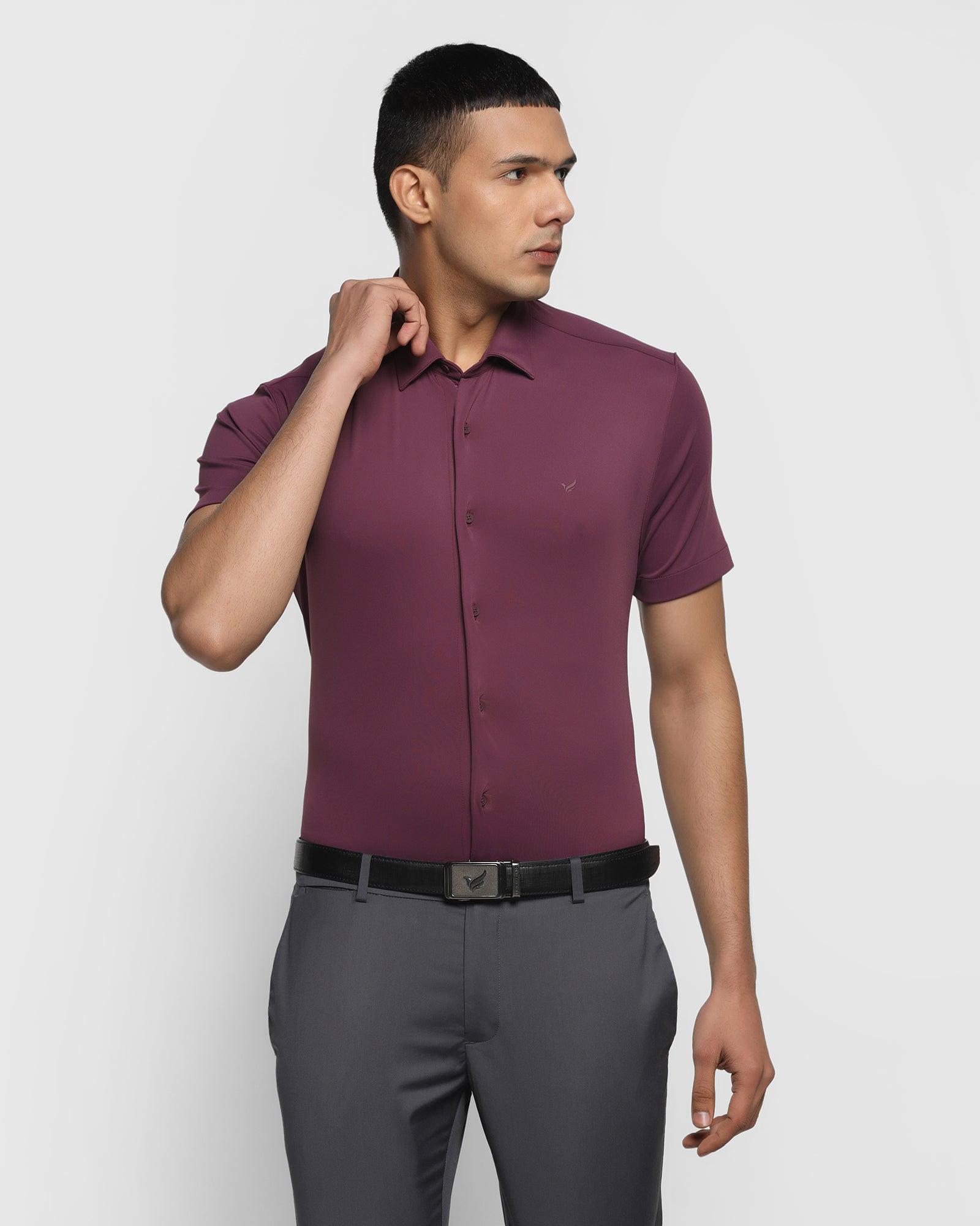 formal half sleeve shirt in plum (admin)