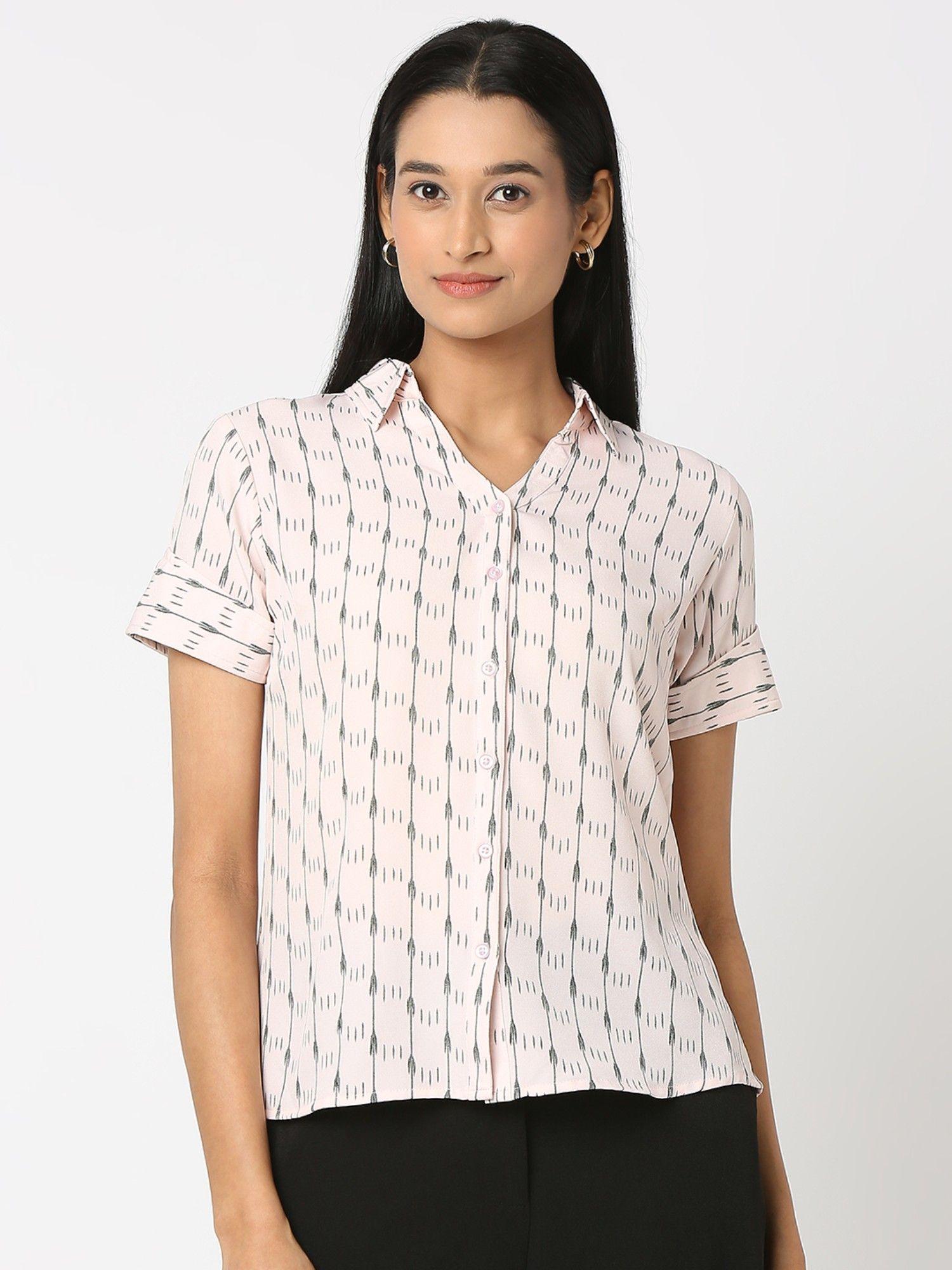 formal peach shirt with grey print