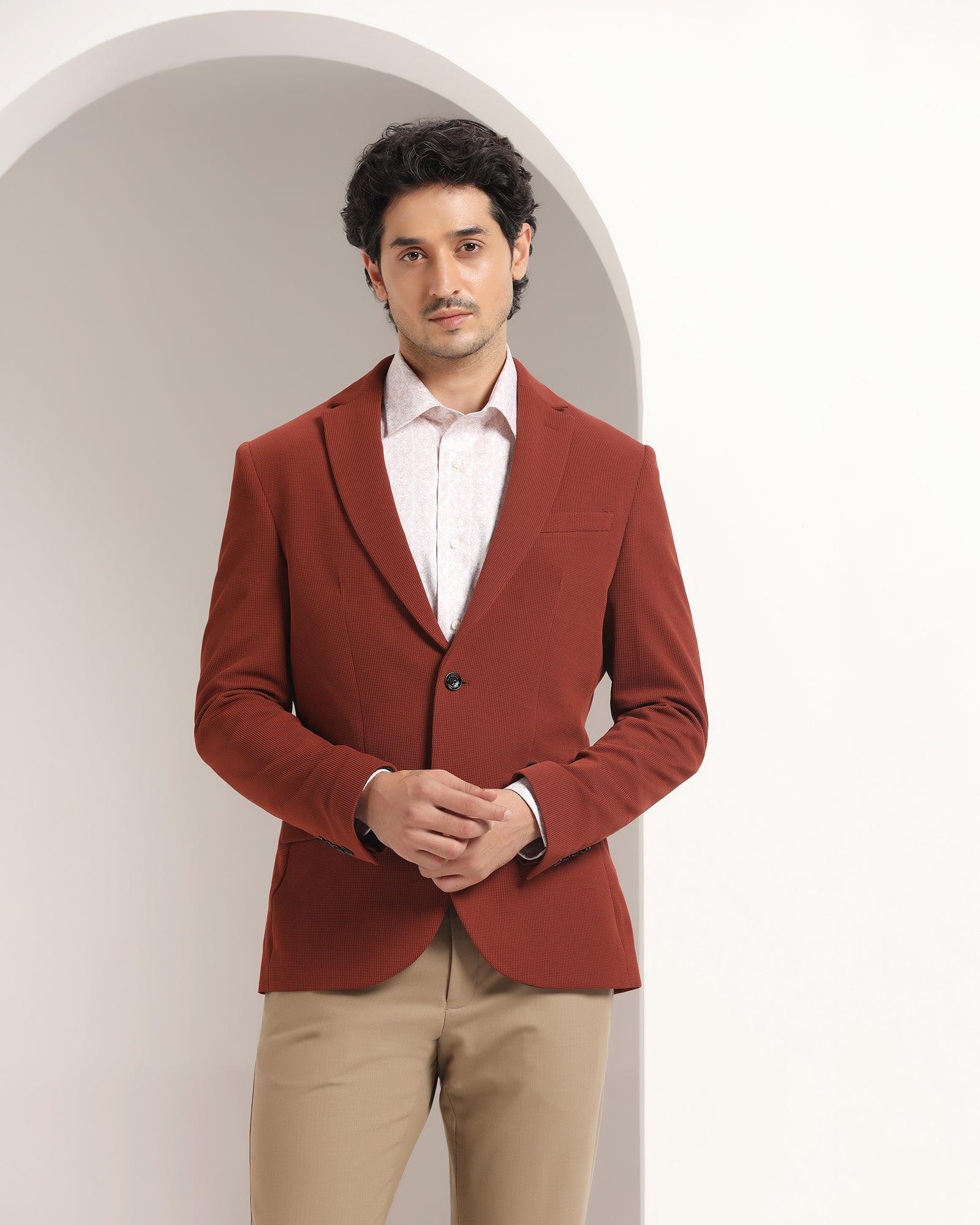 formal rust textured blazer - eban