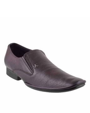 formal slip-on shoes with stacked heel