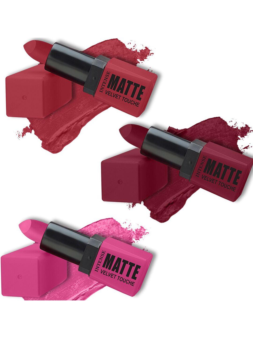 forsure set of 3 intense matte velvet touche lipsticks 3.5g each - shade 309, 304, 303